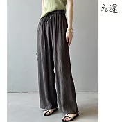【衣途】高腰垂感直筒休閒褲(KDPY-B692) L 灰咖色