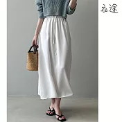 【衣途】法式高腰鬆緊A字裙(KDSY-B726) L 白色