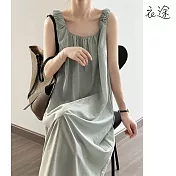 【衣途】設計感無袖連身裙洋裝(KDDY-B772) L 淺藍色