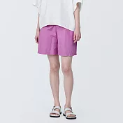 【MUJI 無印良品】女有機棉水洗平織布短褲 L 粉紅