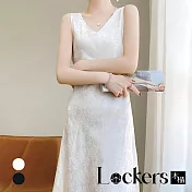 【Lockers 木櫃】法式輕奢高級感真絲吊帶連衣裙 L113041601 XL 白色XL