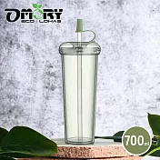 【OMORY】甜甜圈AS雙層吸管杯700ML- 綠色