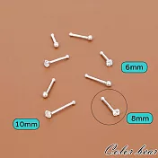 【卡樂熊】s999小鑽款養耳防耳洞密合小巧迷你2對耳棒耳環(六款)- 8mm銀色