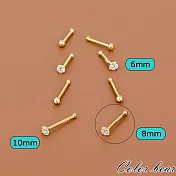 【卡樂熊】s999小鑽款養耳防耳洞密合小巧迷你2對耳棒耳環(六款)- 8mm金色