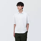 【MUJI 無印良品】男棉混涼感寬版五分袖POLO衫 S 白色