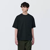 【MUJI 無印良品】男棉混涼感寬版短袖T恤 S 黑色