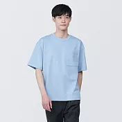【MUJI 無印良品】男棉混涼感寬版短袖T恤 S 淺藍