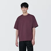【MUJI 無印良品】男棉混涼感寬版短袖T恤 S 紫紅