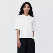 【MUJI 無印良品】女棉混聚酯纖維涼感寬版短袖T恤 XS 白色