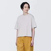 【MUJI 無印良品】女棉混聚酯纖維涼感寬版短袖T恤 XS 淺灰
