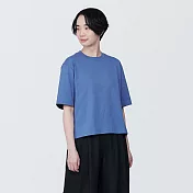 【MUJI 無印良品】女棉混聚酯纖維涼感寬版短袖T恤 XS 藍色