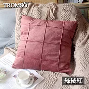 TROMSO芬蒂巴黎格紋立體絨布抱枕 絲絨紅