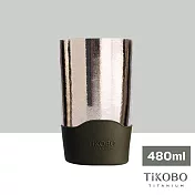 【鈦工坊純鈦餐具 TiKOBO】純鈦雙層真空 蛋形杯_480ml/馬克杯/水杯  焙茶綠