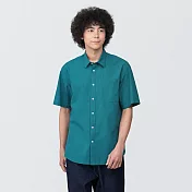 【MUJI 無印良品】男棉水洗平織布短袖襯衫 XS 綠色