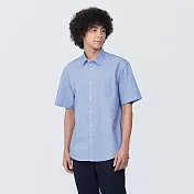 【MUJI 無印良品】男棉水洗平織布短袖襯衫 XS 淡藍