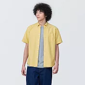 【MUJI 無印良品】男有機棉水洗牛津布扣領短袖襯衫 S 黃色