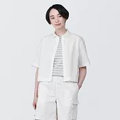 【MUJI 無印良品】女有機棉涼感平織布標準領短袖襯衫 L 白色