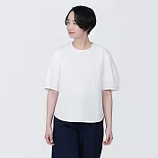 【MUJI 無印良品】女有機棉涼感平織布短袖套衫 L 白色
