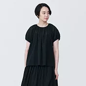 【MUJI 無印良品】女有機棉強撚短袖套衫 S 黑色