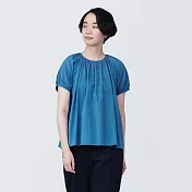 【MUJI 無印良品】女有機棉強撚短袖套衫 L 藍色