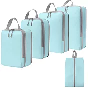 【EZlife】旅行壓縮收納袋五件套 湖藍色