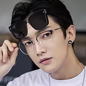 seoul show首爾秀 近視套鏡輕量TR90太陽眼鏡UV400夜視墨鏡 821  豎米釘砂黑框黑灰片