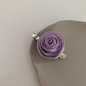 【JENG】法式網紗立體玫瑰桃心水鑽一字邊夾 _紫色
