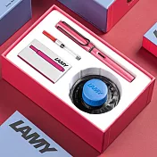 LAMY AL-STAR 恆星系列 2024 限量50ML鋼筆墨水禮盒- fiery 火紅色 鋼筆 (50ML藍色墨水/T10 黑色色卡水) 筆尖-EF fiery 火紅色