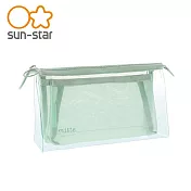 【日本正版授權】MITTE 透明分隔 三角 收納袋 化妝包/收納包/透明筆袋/鉛筆盒/筆袋 sun-star - 綠色款