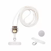 Bone蹦克／斜背 頸掛角色手機掛繩夾片 (手機綁 手機掛繩 手機配件 出行配件) 貓頭鷹衛斯-白