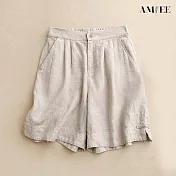 【AMIEE】棉麻復古休閒五分短褲(KDPY-1805) XL 麻本色