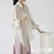 【Lockers 木櫃】天絲防曬冰絲開衫 L113051306 XL 米白色