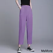 【MsMore】 哈倫褲顯瘦九分褲直筒運動鬆緊高腰垂感小腳哈倫長褲# 121950 2XL 紫色