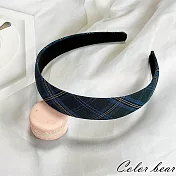 【卡樂熊】基本復古簡約線條寬版造型髮箍(三色)- 深藍色