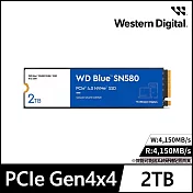 WD BLUE 藍標 SN580 2TB Gen4 NVMe PCIe SSD固態硬碟 公司貨