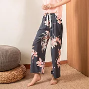 【AnZa】涼感輕薄棉綢九分休閒闊腿褲(多色) FREE 1.蝴蝶蘭