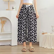 【AnZa】涼感輕薄棉綢九分休閒闊腿褲(多色) FREE 5.小雛菊