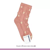 Kankoku韓國 毛毛雛菊小花立體菱格線條棉襪 粉色