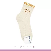 Kankoku韓國 微笑假兩件式 甜美 中筒襪 * 淺棕邊
