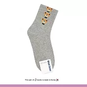 Kankoku韓國 三隻領結熊熊小頭中筒襪 * 灰色
