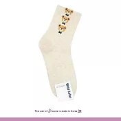 Kankoku韓國 三隻領結熊熊小頭中筒襪 * 米色