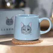 【日本Sugar Land】可愛貓咪 陶瓷馬克杯250ml ‧ 黑貓(藍)