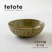 【日本Minoru】Tetote窯燒 陶瓷深盤13.2cm ‧ 橄綠