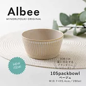 【日本Minoru】Albee窯十草 陶瓷餐碗280ml ‧ 杏白