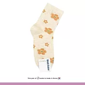 Kankoku韓國 可愛小花中筒襪 * 米色
