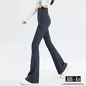 【Jilli~ko】高腰收腹提臀微喇叭瑜伽褲芭比褲 M-XXL J11822  2XL 黑色
