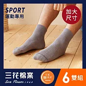 【SunFlower三花】三花大尺寸無痕肌1/2運動襪(6雙組)_ 中灰