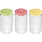 《TESCOMA》格紋玻璃密封罐3入(700ml) | 保鮮罐 咖啡罐 收納罐 零食罐 儲物罐