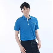 【遊遍天下】男款格紋領抗UV吸濕排汗機能POLO衫(GS1017) 2XL 天藍