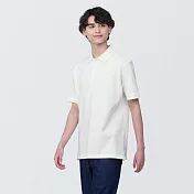 【MUJI 無印良品】男棉水洗鹿子織短袖POLO衫 S 白色